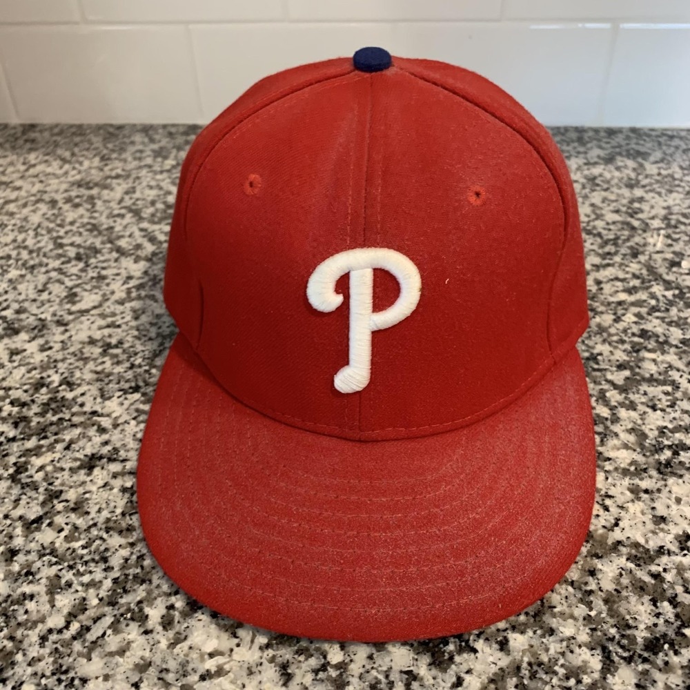 Vintage Philadelphia Phillies Hat Cap Fitted Mens 6 7/8 Red New Era 59FIFTY USA
